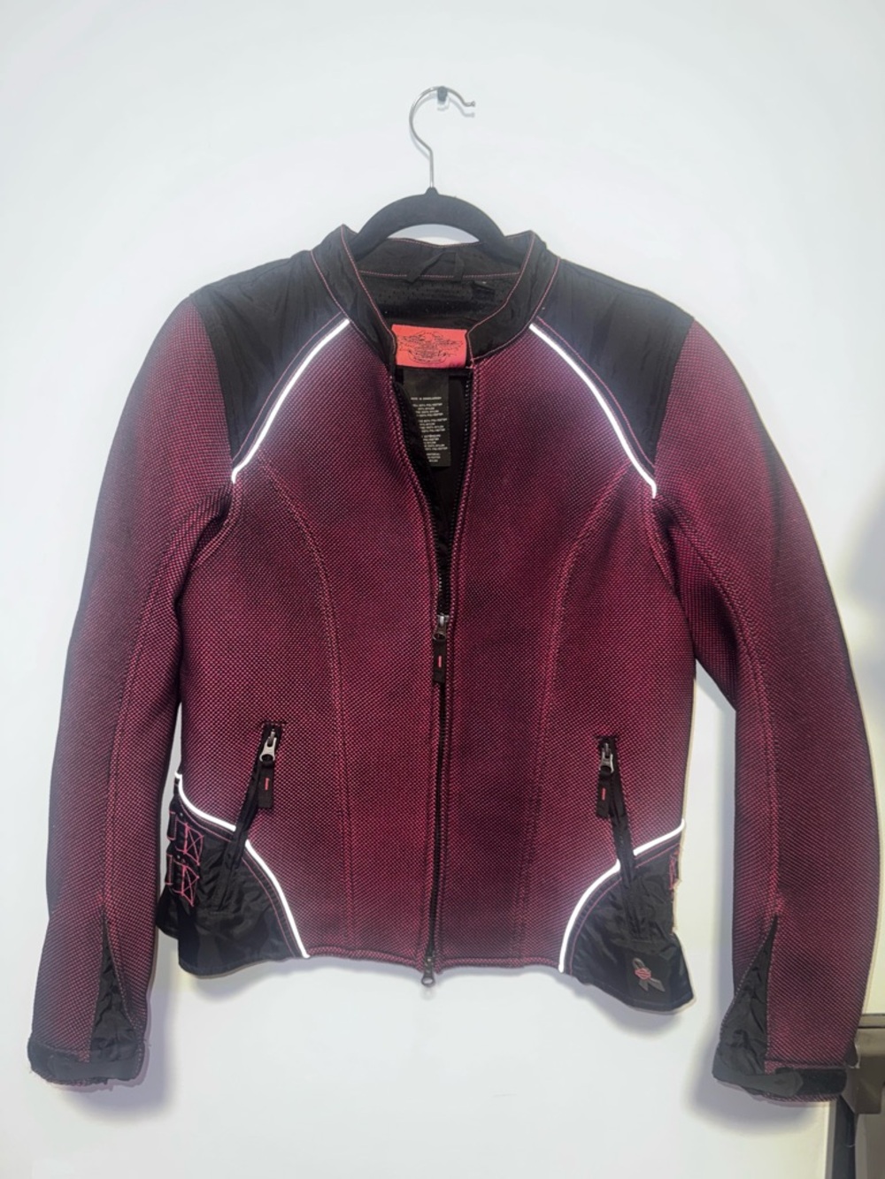 Harley-Davidson Burgundy Women's Motorcycle Jacket with Reflective Trim